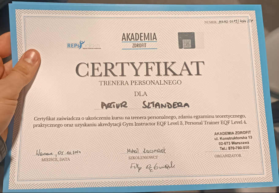 Certyfikowany Trener Personalny Warszawa Bemowo